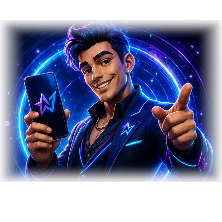 NovaBet personaje premium con celular